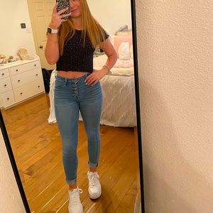 Black flowered crop top